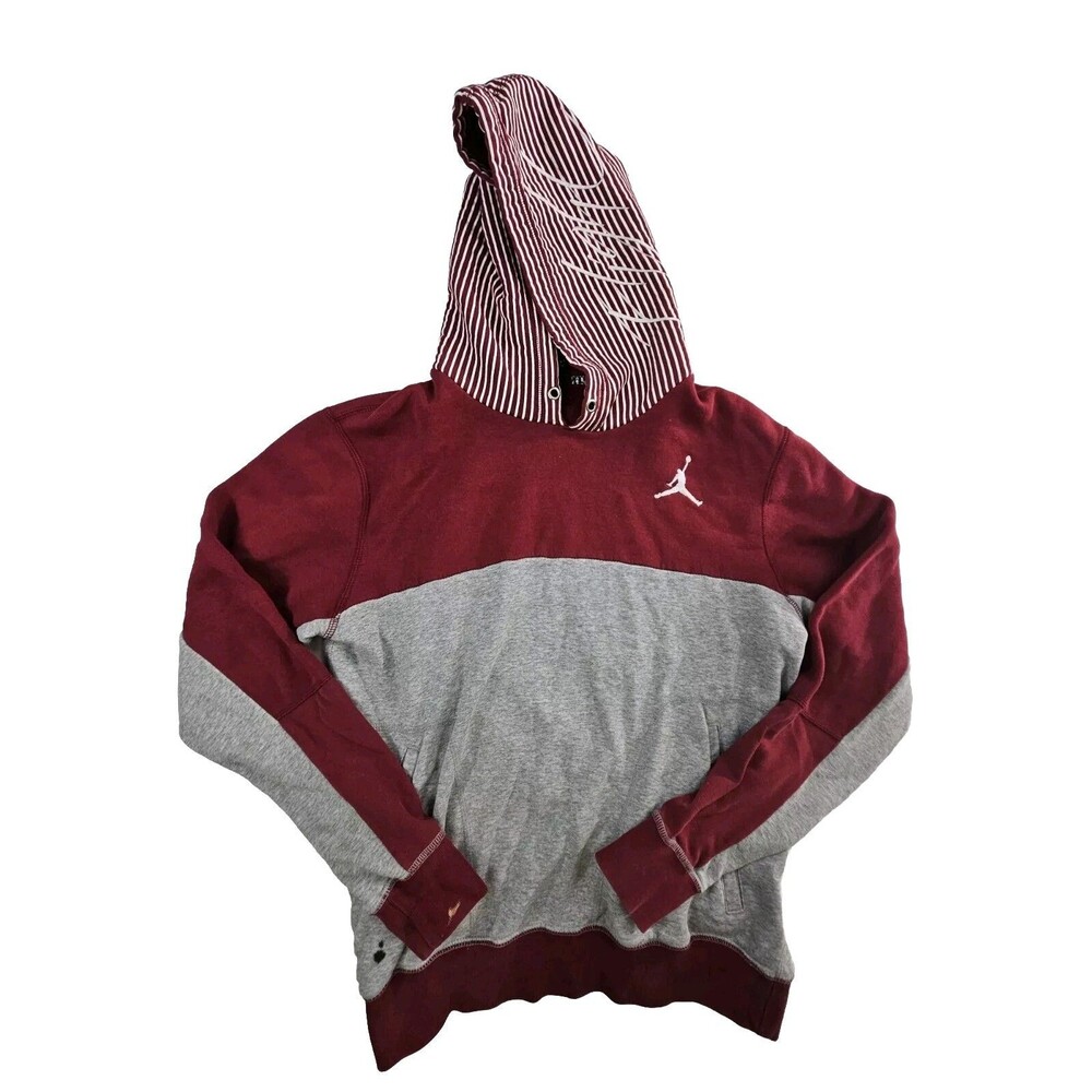 Air Jordan Flight Hoodie Men's Size Medium Nike Red Crimson Gray Pullover